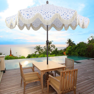 Collins 9 ft. Classic Cottage Tassel Market Patio Umbrella